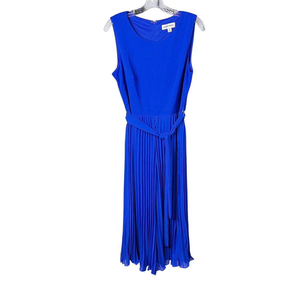 Shelbury + Palmer Royal Blue Pleated Sleeveless Formal Jumpsuit Chiffon Sz 10